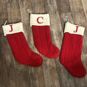 Red Cable Knit Christmas Stockings